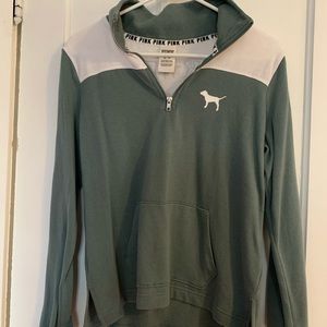 green PINK quarter zip